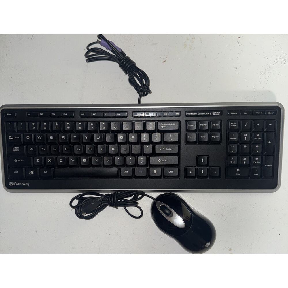 GATEWAY KB-0817 Black Wired PS/2 Multimedia Keyboard Tested OEM mouse USB MOAKUO
